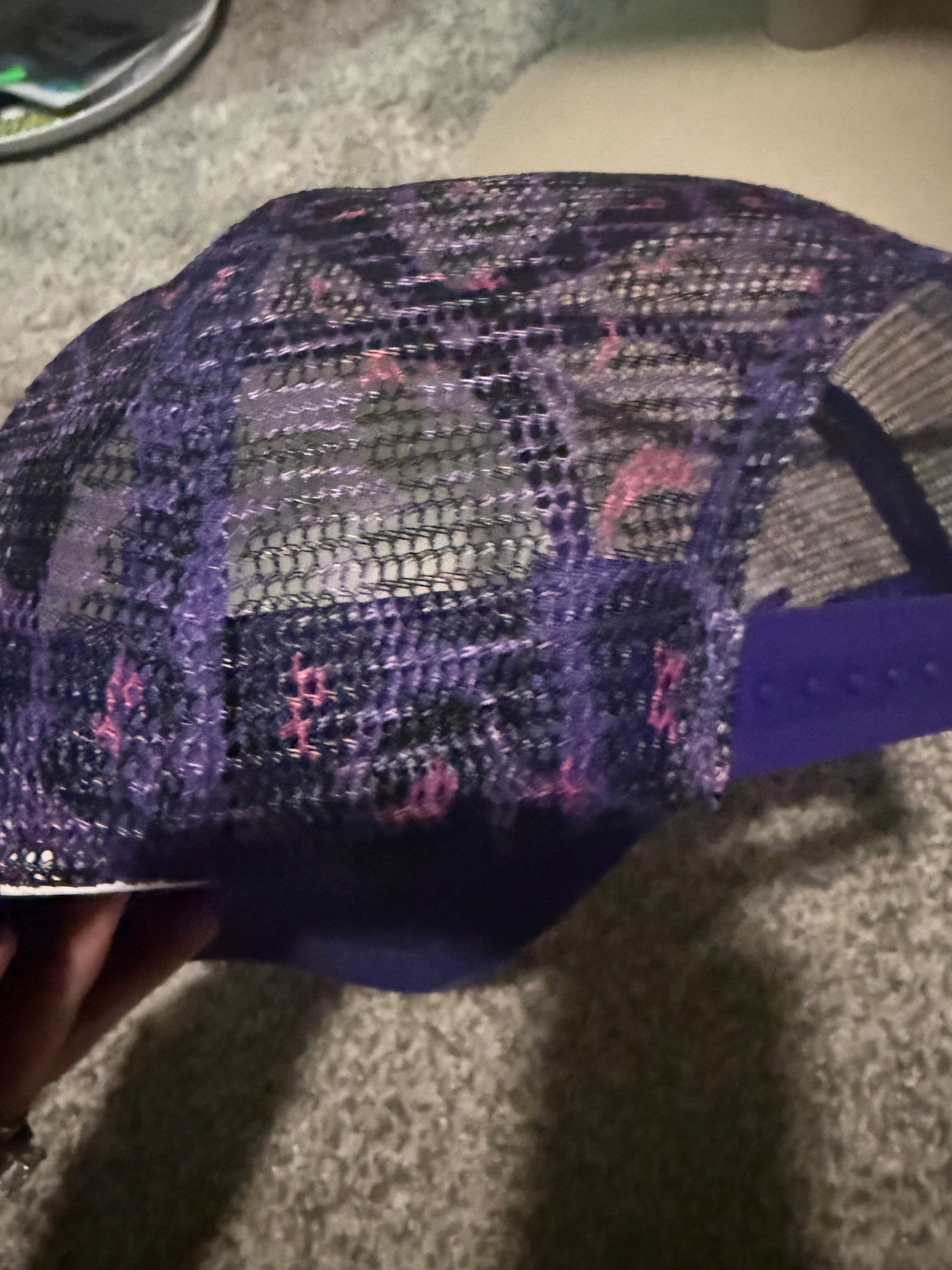 Sasshole purple leopard mesh trucker