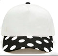 Canvas hat with black/white polka dots bill