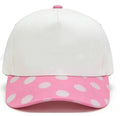 Canvas hat with pink/white polka dots bill