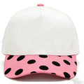 Canvas hat with pink/black polka dots bill on the brim