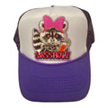 Sasshole purple leopard mesh trucker