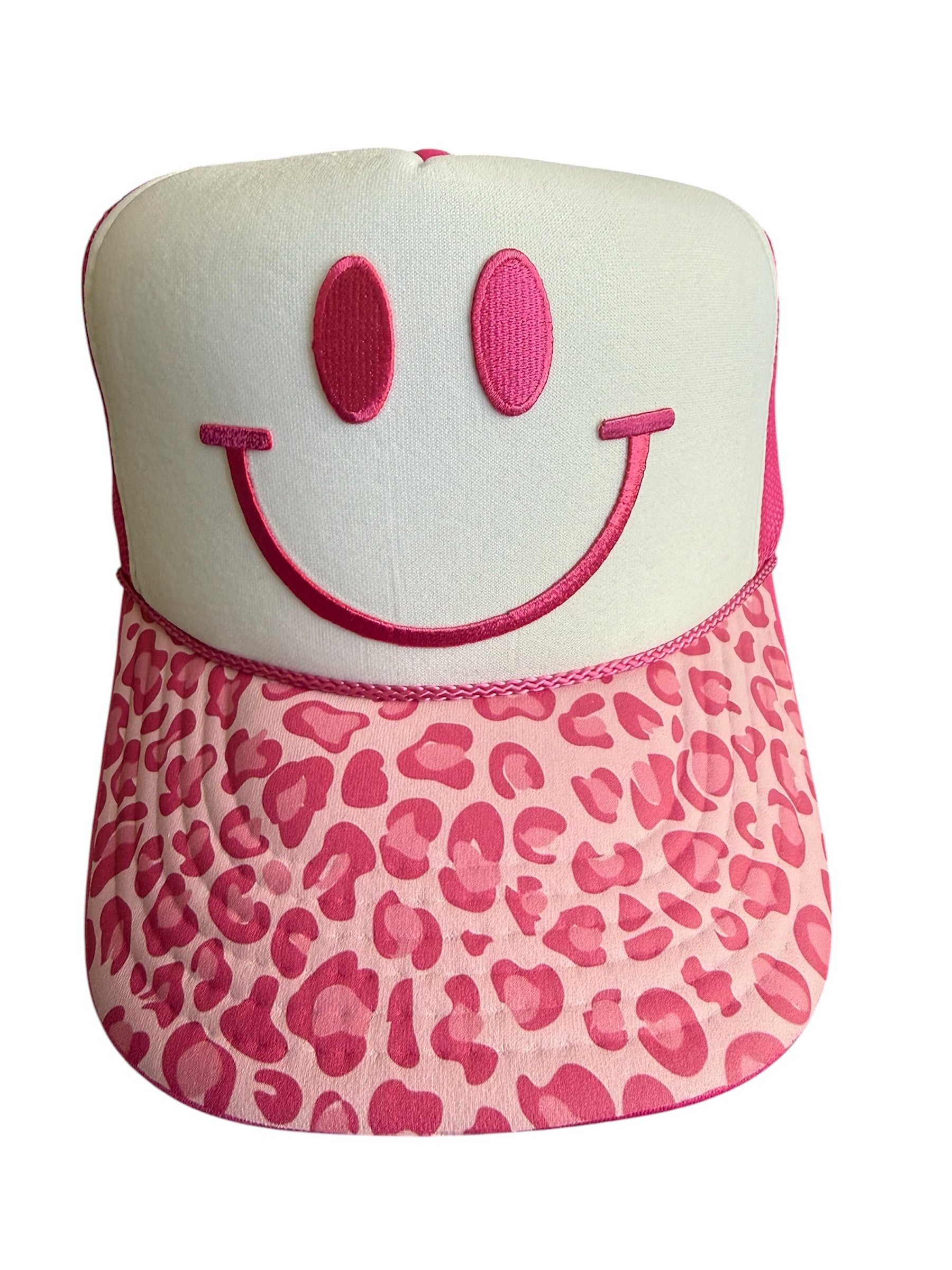 Smiley face w pink leopard bill