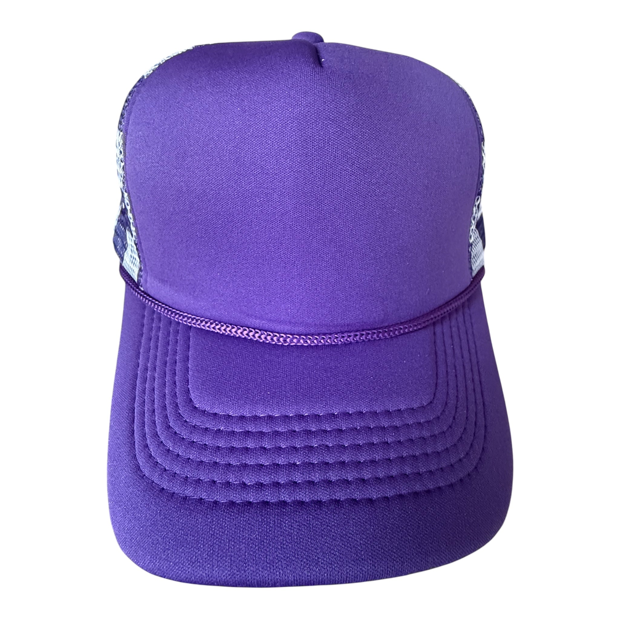 Purple checkered trucker blanks