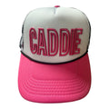 Hot pink CADDIE checkered trucker