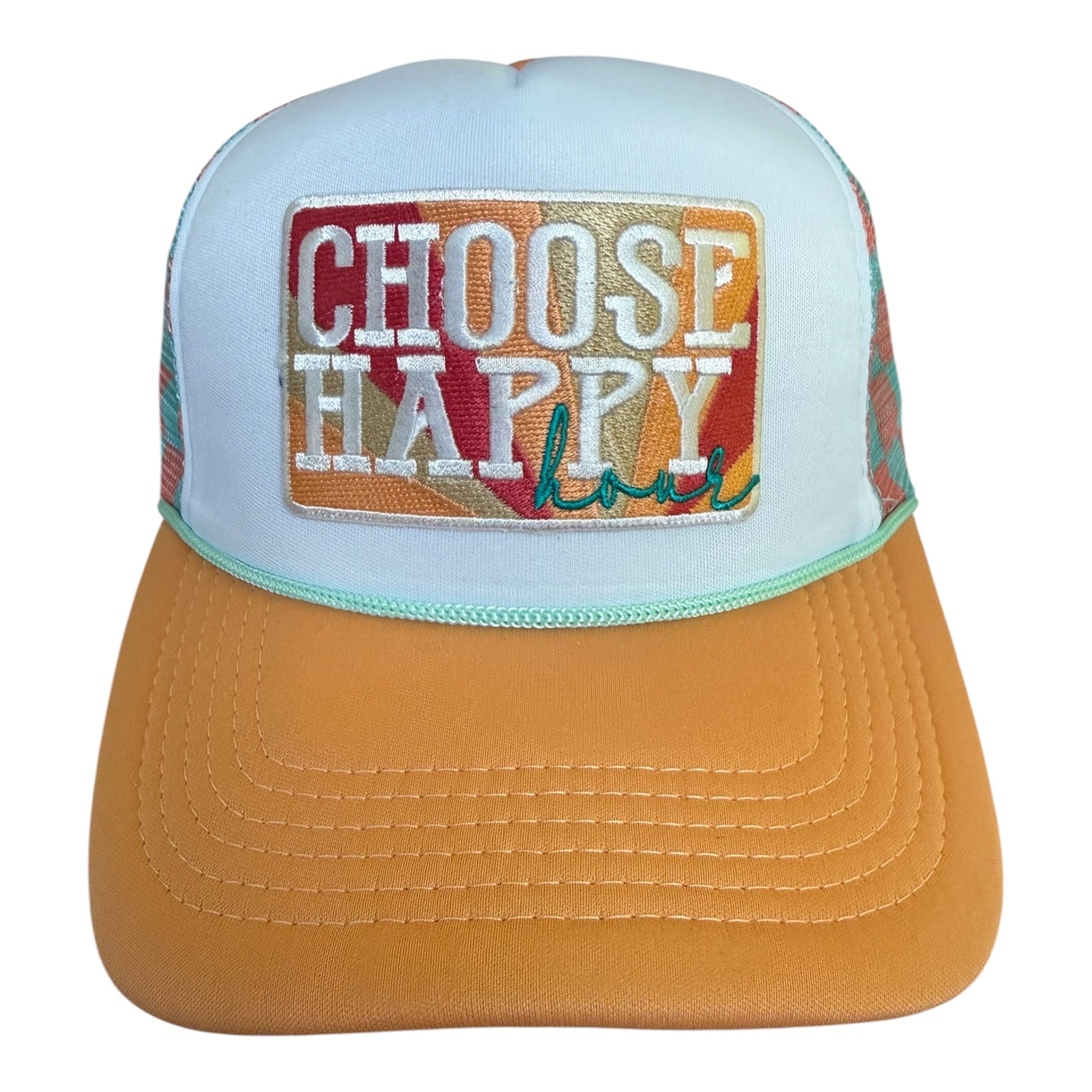 Choose HAPPY hour checkered trucker