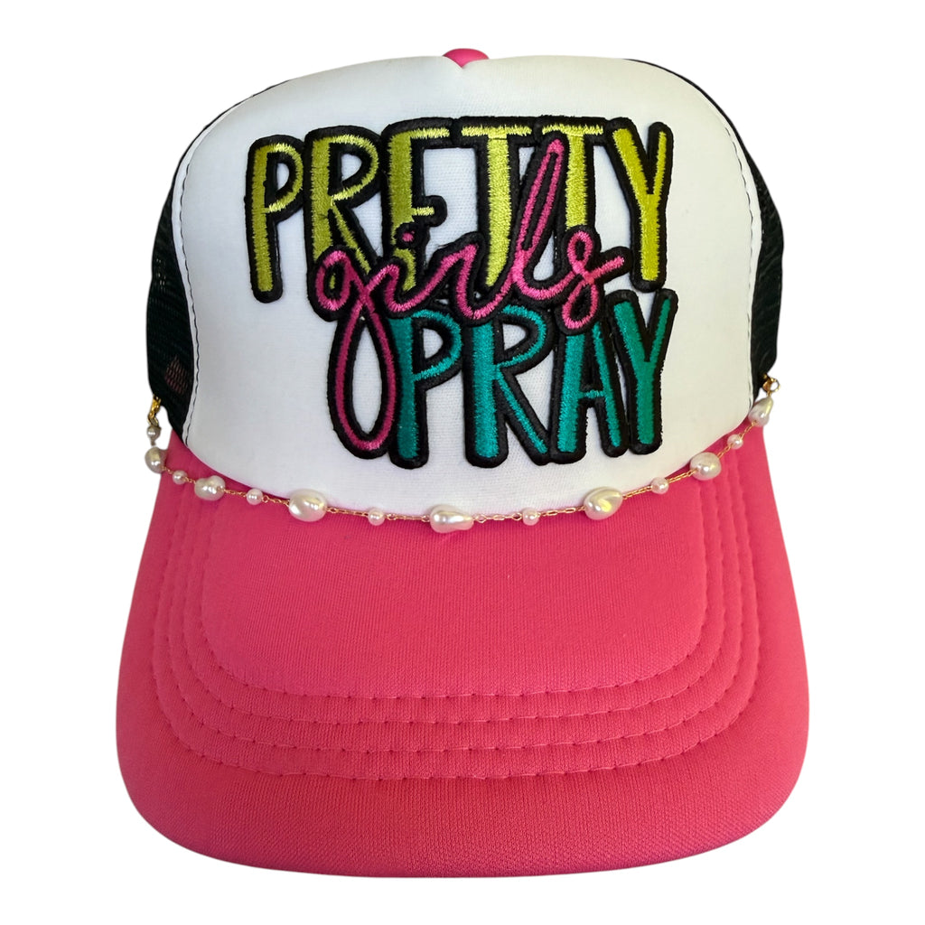 Pretty girls pray tricolor trucker hat