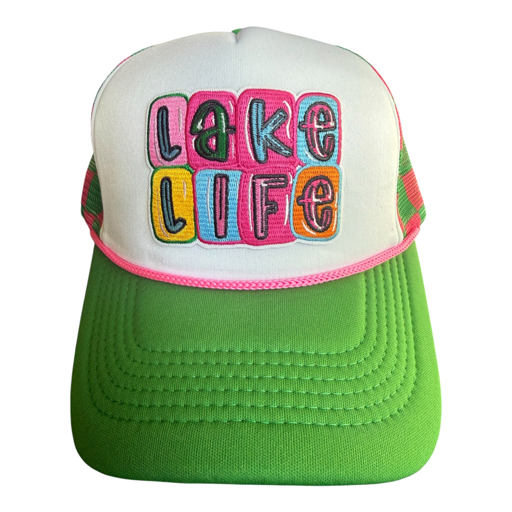 Lake Life checkered trucker hat