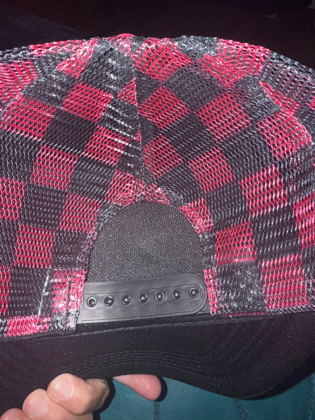 Colorful palm trees with a pink and black checkered mesh
