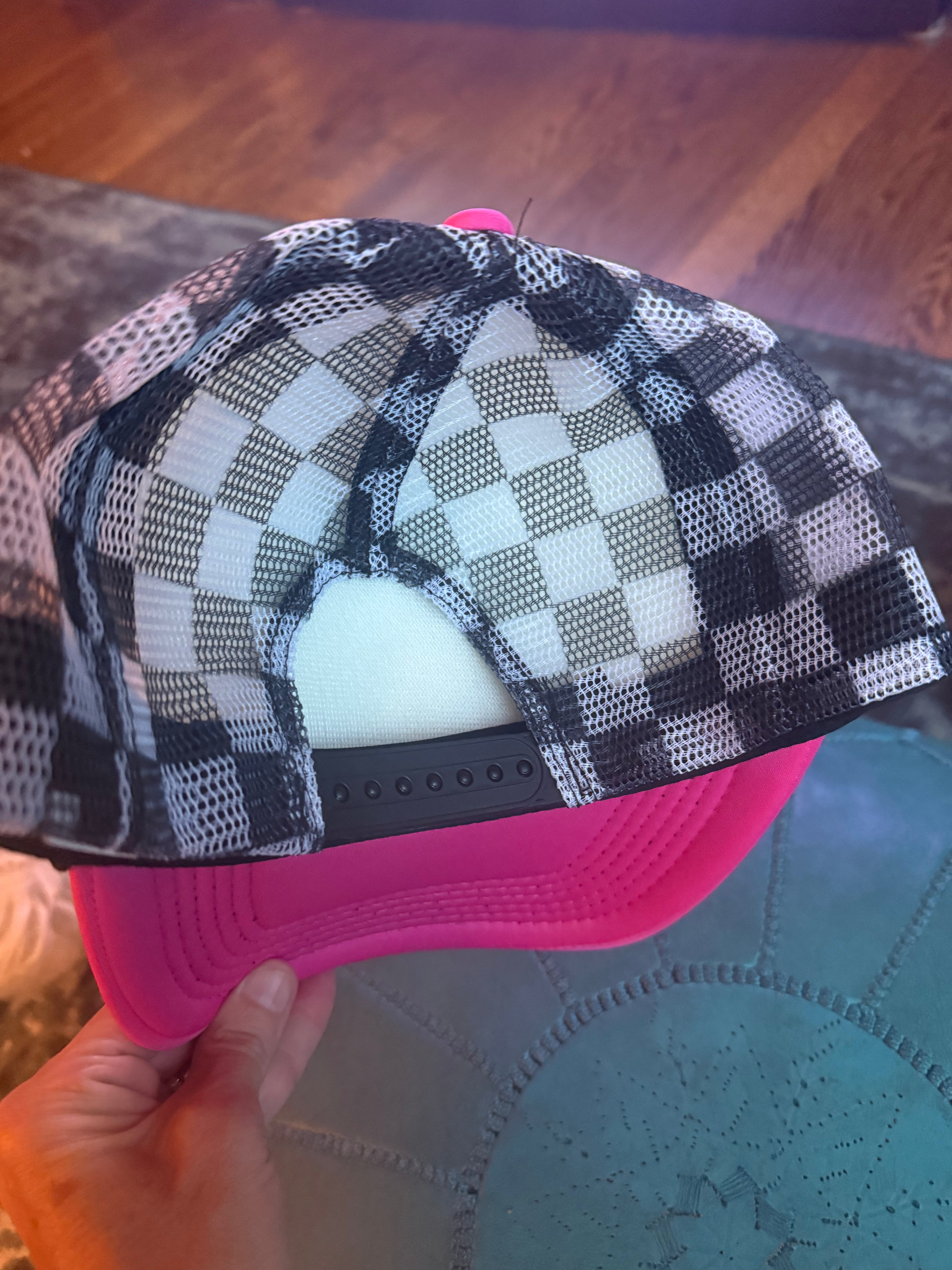 GOD is good checkered trucker hat