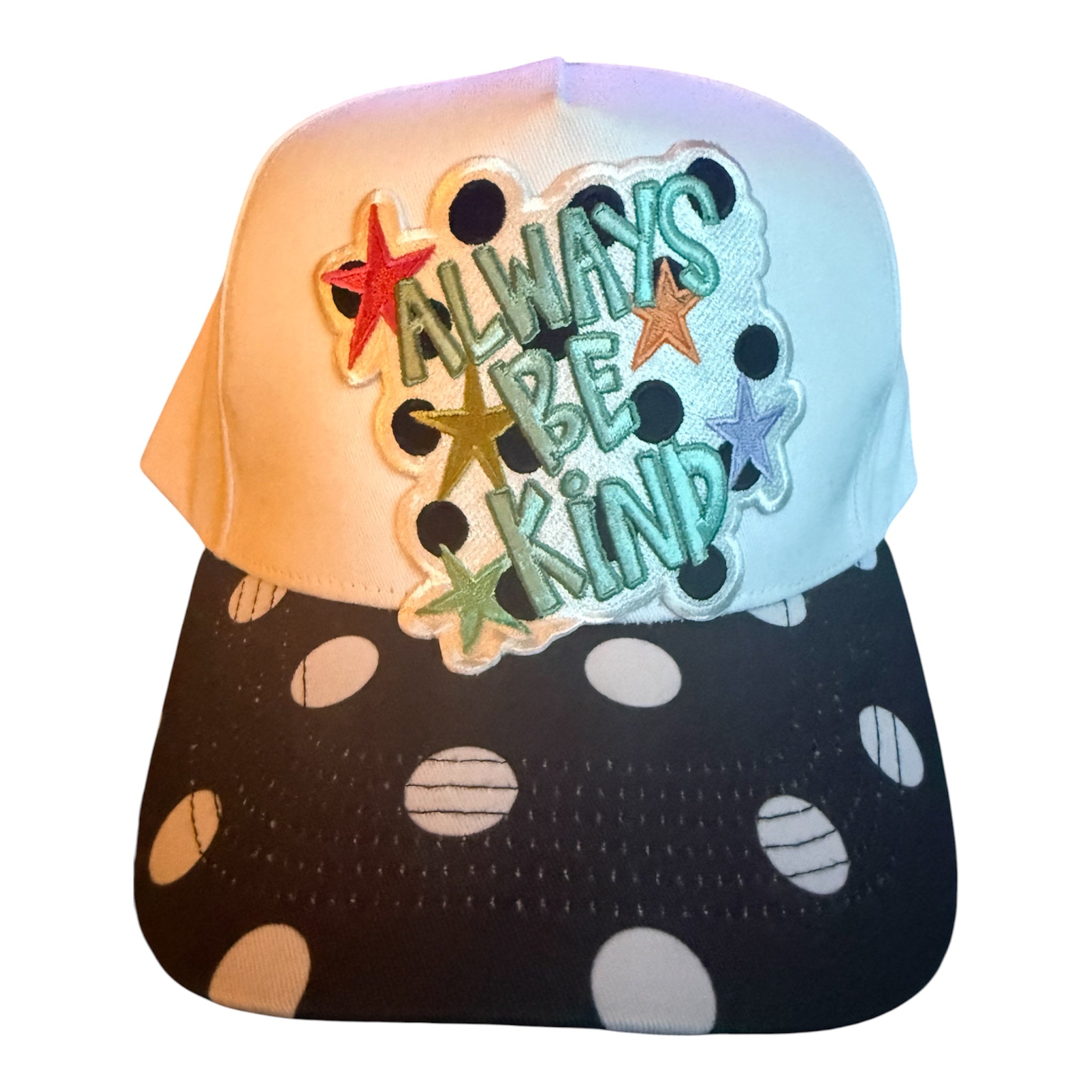 Always be kind polka dot canvas trucker hat