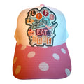 Life is short eat cake polka dot canvas trucker