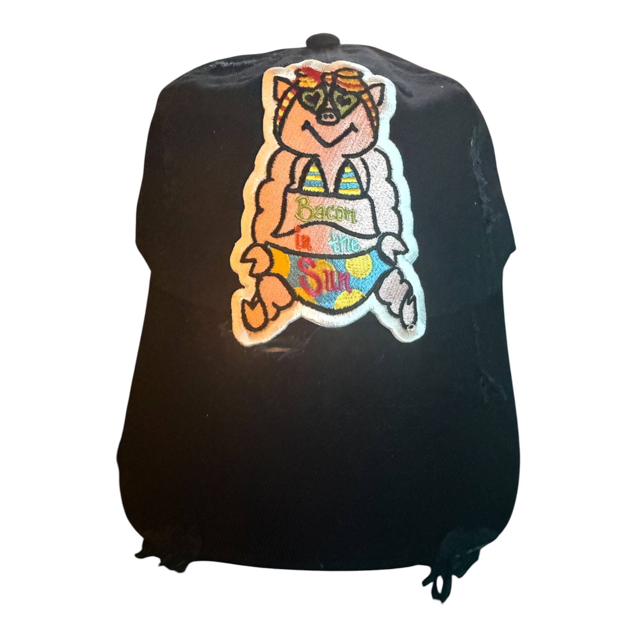 Bacon in the sun distressed dad hats