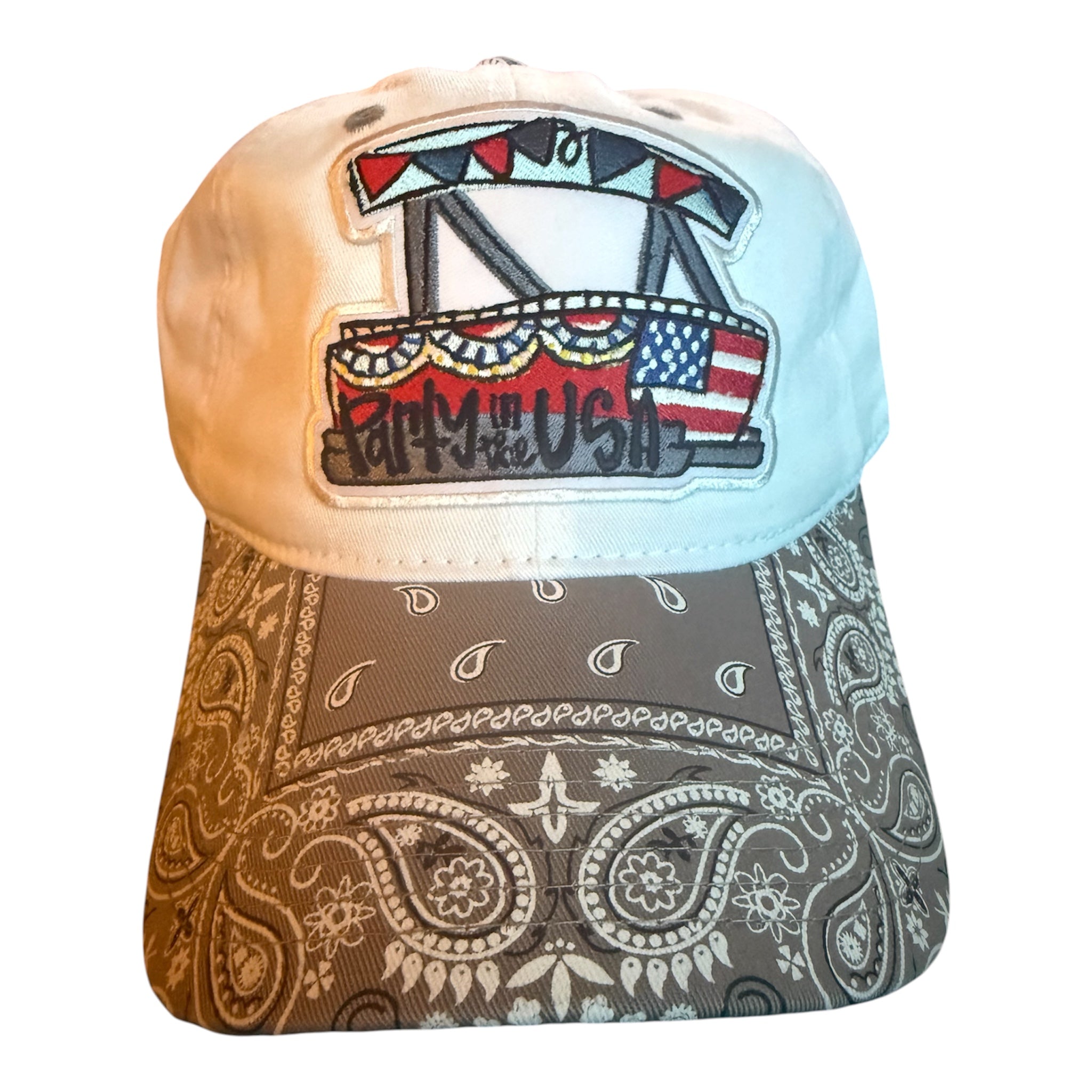 4th of July Pontoon soft dad hat with bandana brim
