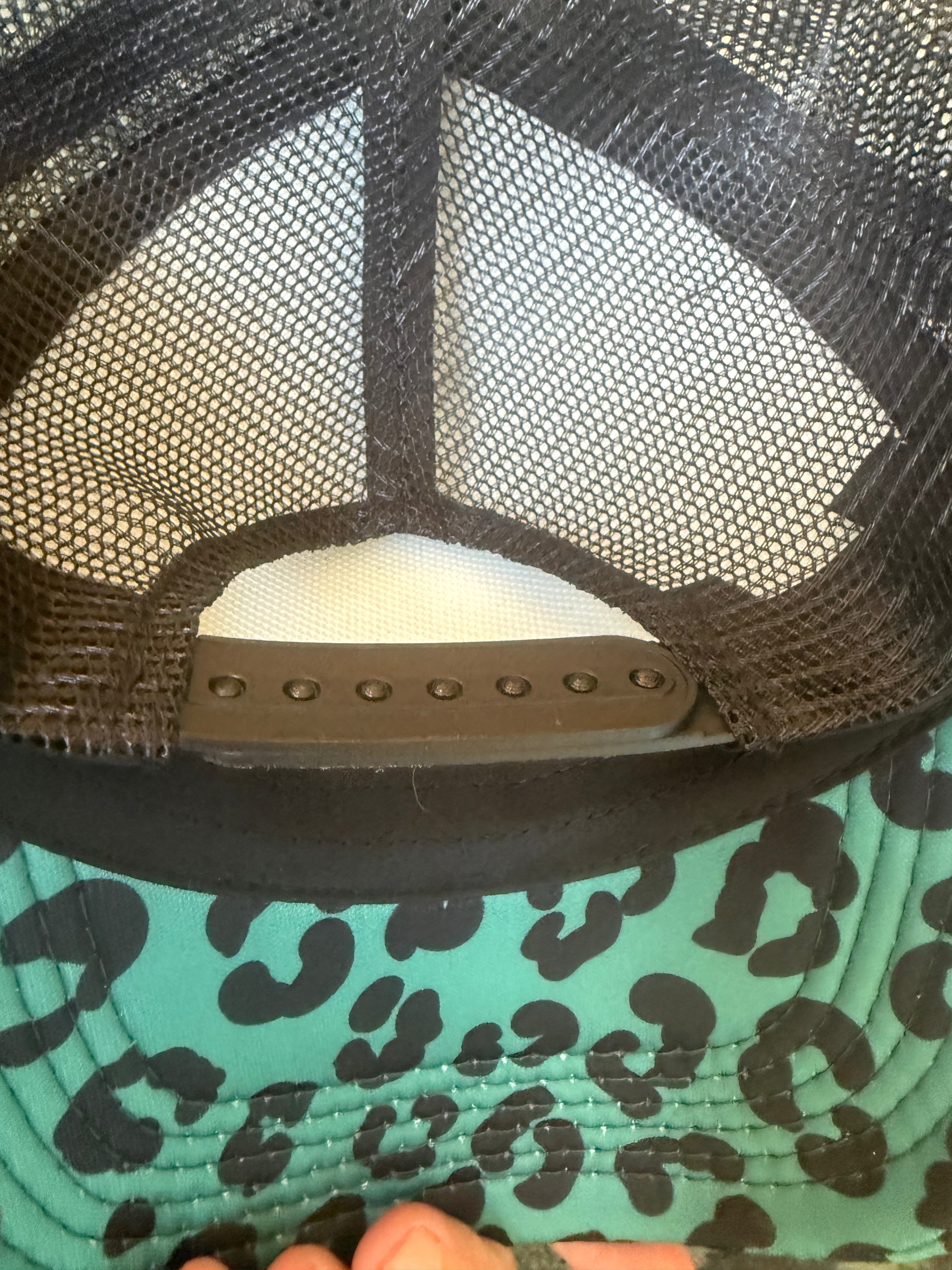 Beach babe leopard bill trucker hat