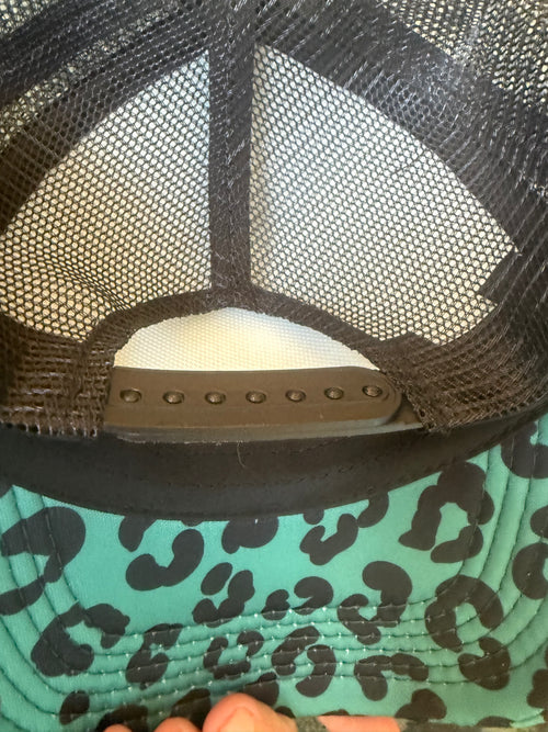 Beach babe leopard bill trucker hat