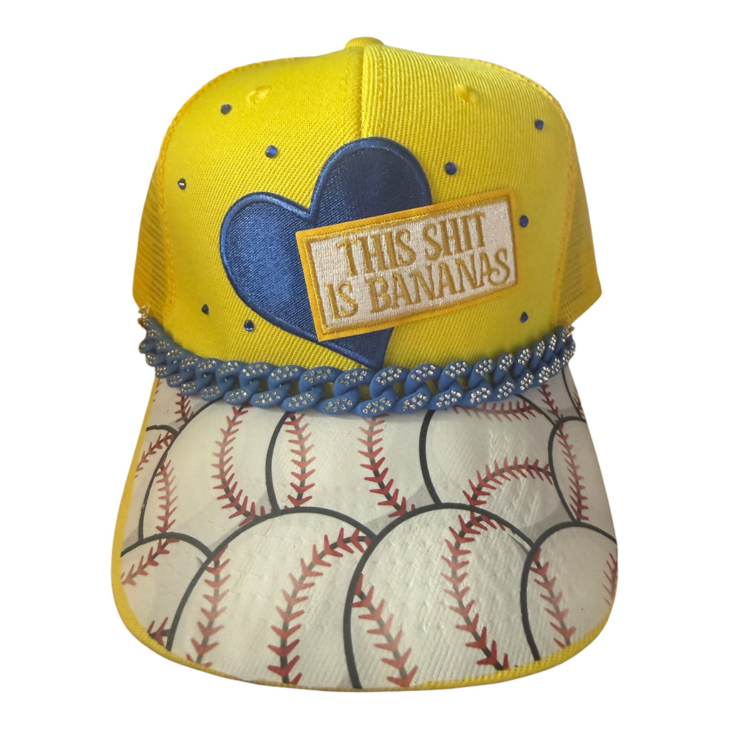 Bananas and baseball bill, true baseball style hat