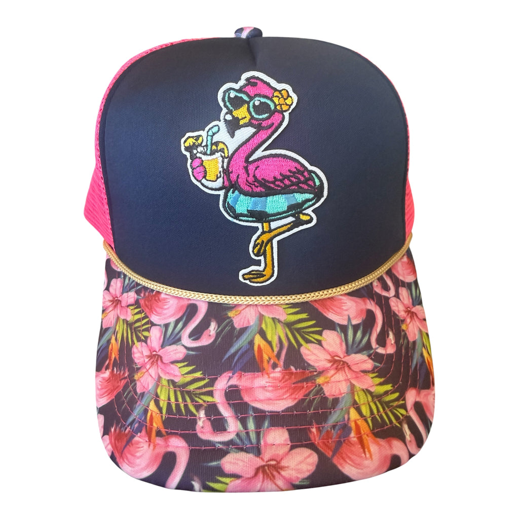 Flamingo printed trucker hat