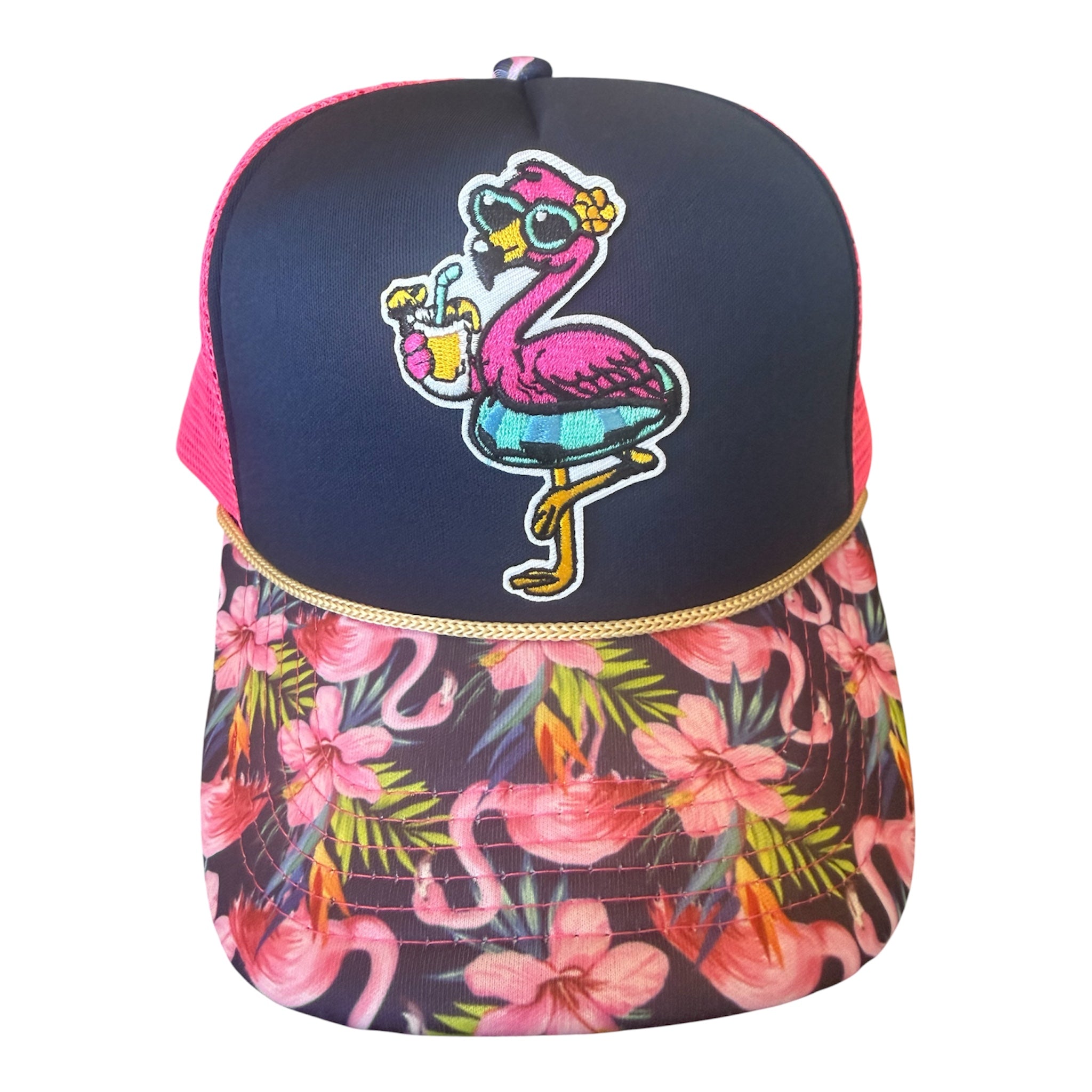 Flamingo printed trucker hat