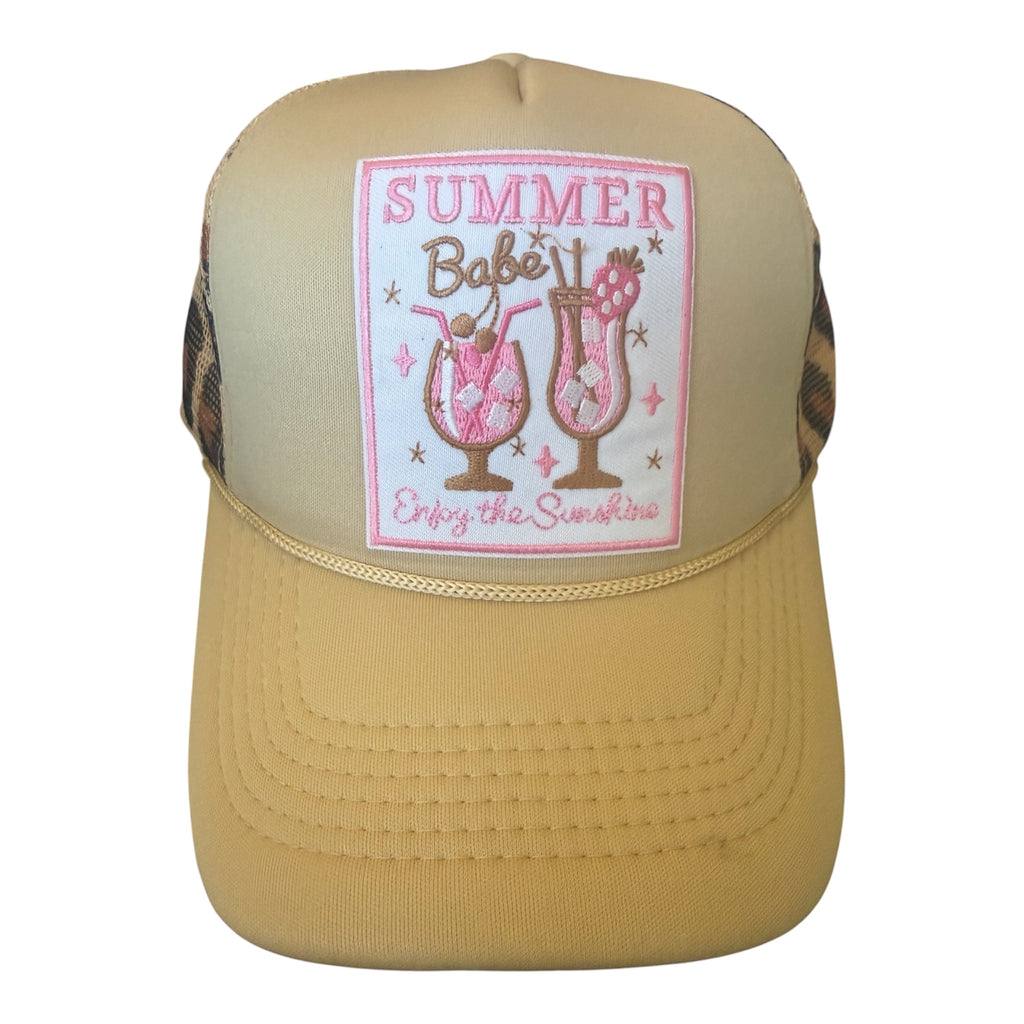 Summer babe trucker hat with leopard mesh