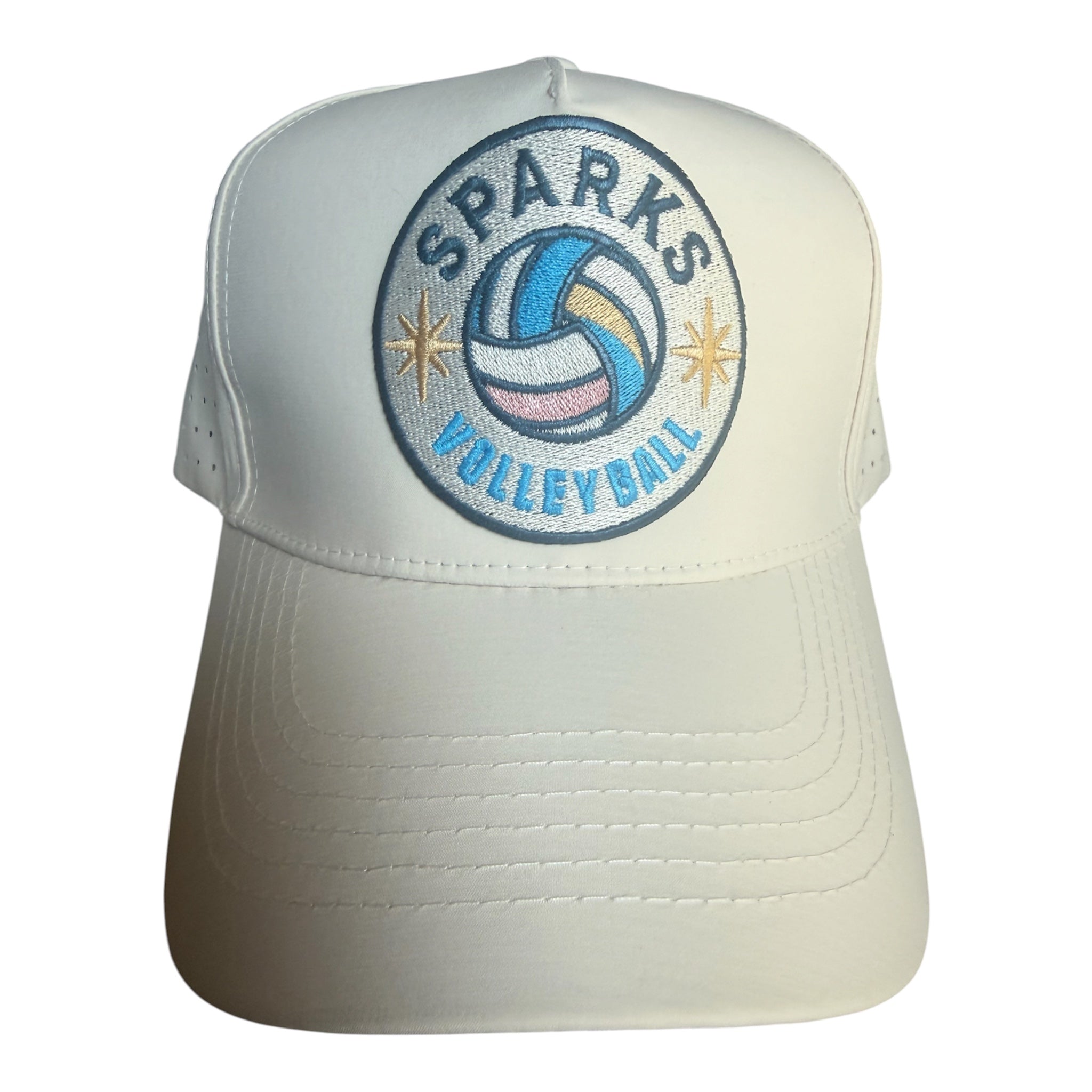 Sparks Vb circle patch on cream dad hat