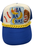 That’s bananas blue and white trucker with ball and glove and chain